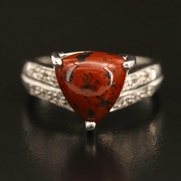 Sterling Mahogany Obsidian and White Topaz Ring - Picture 1 of 4